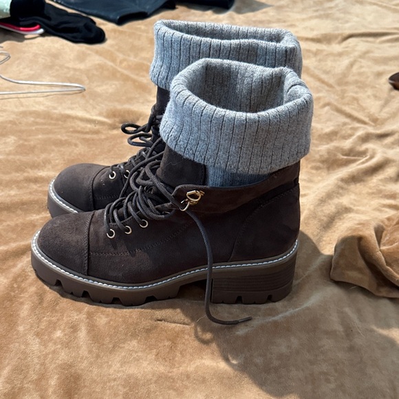 JustFab Brown Lace Up Boots - Picture 4 of 6